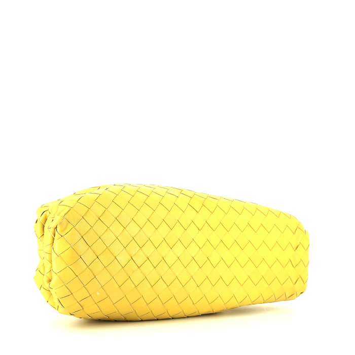 Borsa/pochette Bottega Veneta  The Pouch in pelle intrecciata gialla - Detail D4