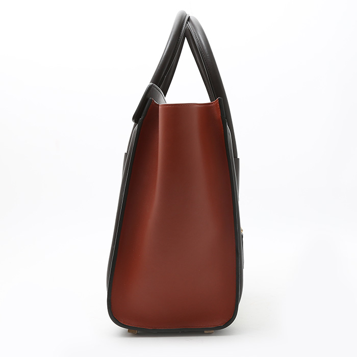 Celine Luggage Micro handbag in black, red and white grained leather - Detail D6