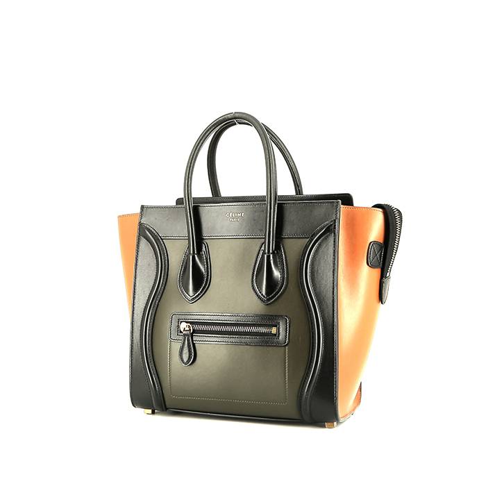 Luggage Handbag In Black, Brown And Green Leather