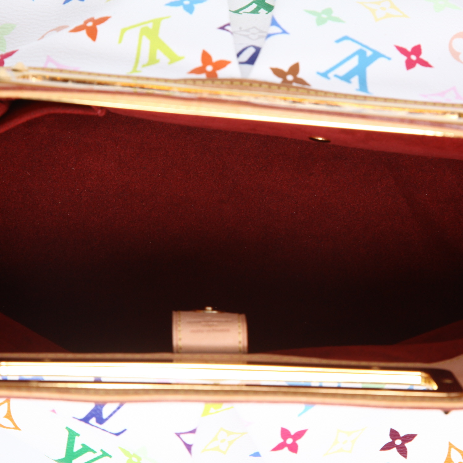 Sac à main Louis Vuitton  Judy en toile monogram multicolore blanche et cuir naturel - Detail D8