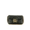 Borsa a tracolla Gucci GG Marmont super mini in pelle trapuntata nera con decori geometrici - 360 thumbnail
