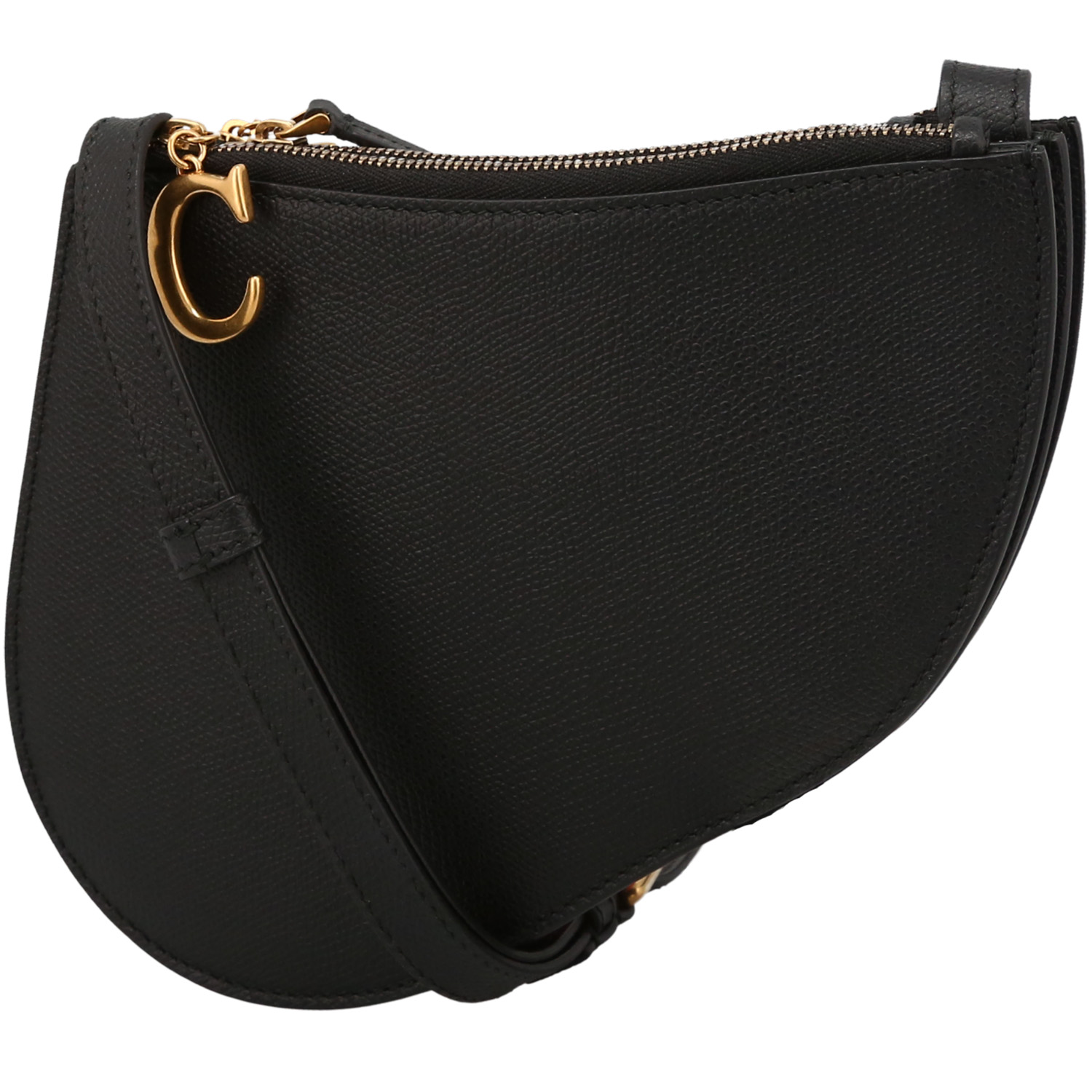 Pochette Saddle Shoulder Bag In Black Leather