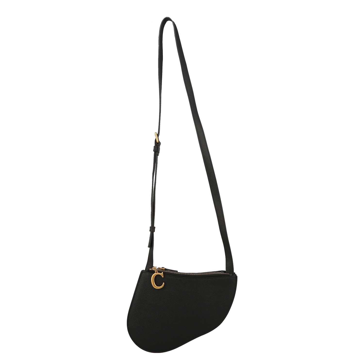 Bolso bandolera Dior  Pochette Saddle en cuero negro - Detail D2