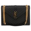 Saint Laurent  Enveloppe shoulder bag  in black quilted grained leather - Detail D2 thumbnail