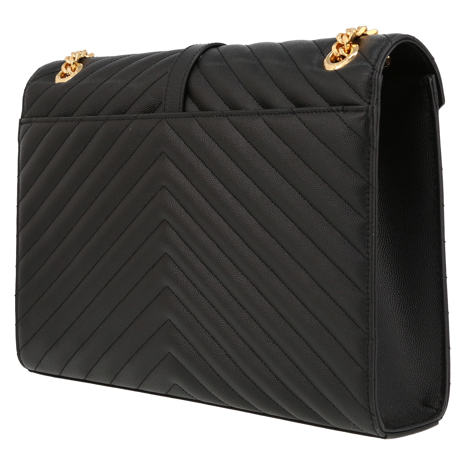 Saint Laurent  Enveloppe shoulder bag  in black quilted grained leather - Detail D5