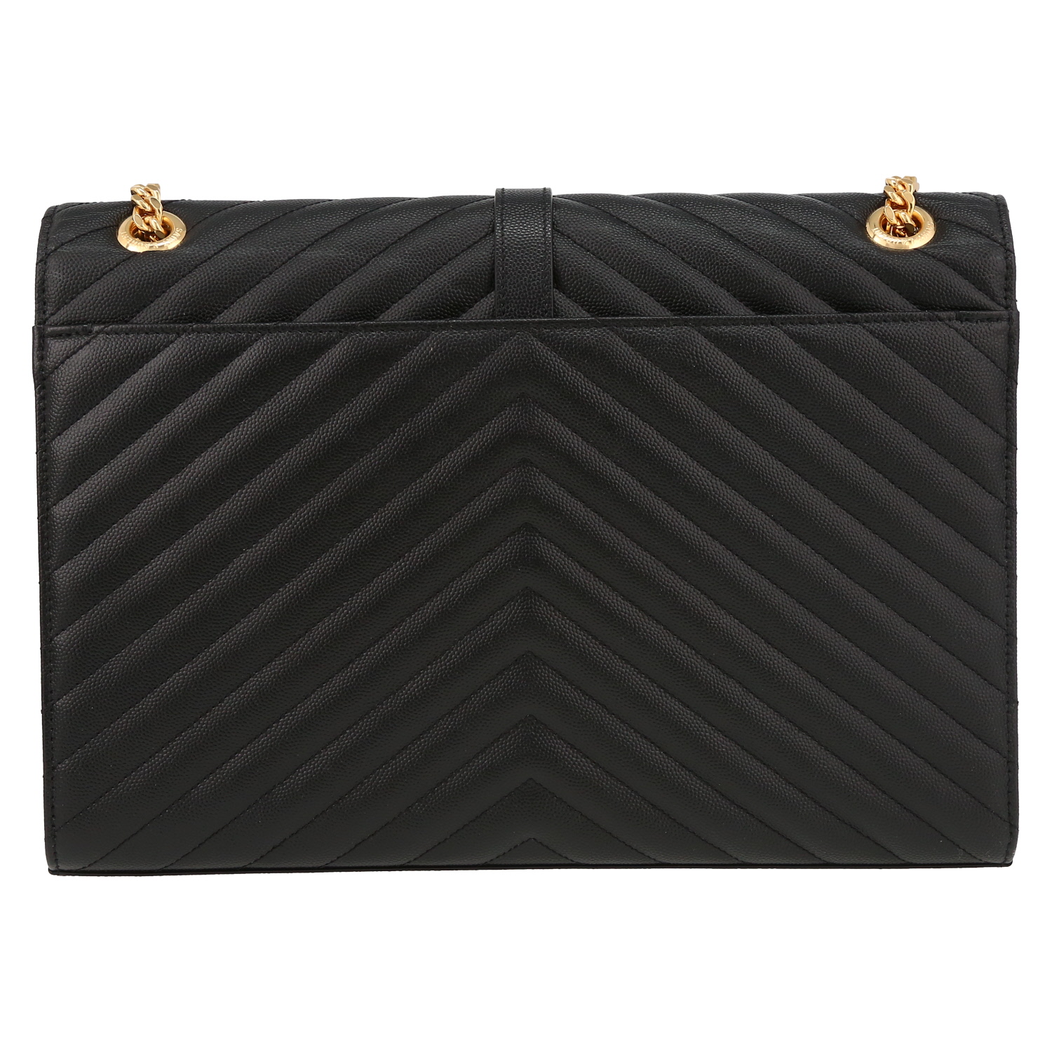 Saint Laurent  Enveloppe shoulder bag  in black quilted grained leather - Detail D7
