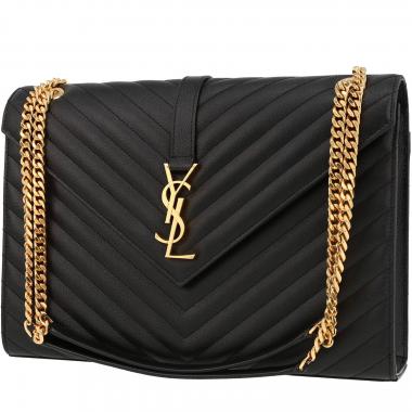 Borsa a tracolla Saint Laurent  Enveloppe in pelle martellata e trapuntata nera