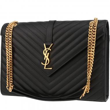 Saint Laurent Large Envelope bag in black leather - Second Hand