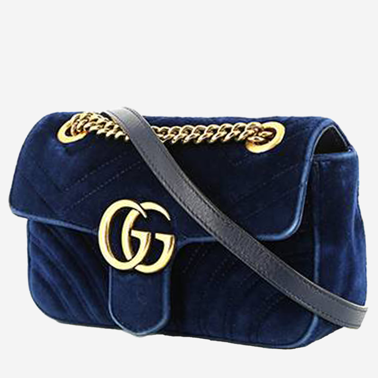 Gucci GG Marmont shoulder bag in blue velvet