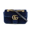 Gucci  GG Marmont shoulder bag  in blue velvet - 360 thumbnail