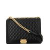 Chanel  Boy large model  shoulder bag  in black quilted grained leather - 360 thumbnail