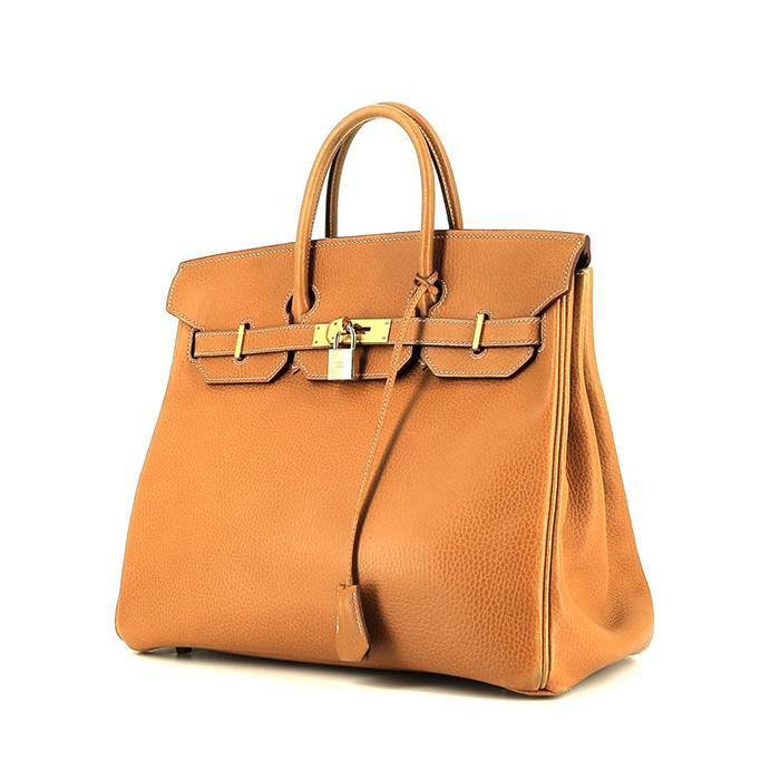 Bolso de mano Hermès  Haut à Courroies en cuero Fjord color oro