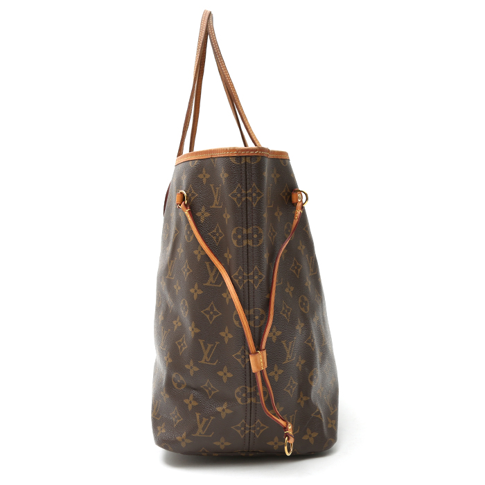 Shopping bag Louis Vuitton  Neverfull modello grande  in tela monogram marrone e pelle naturale - Detail D6