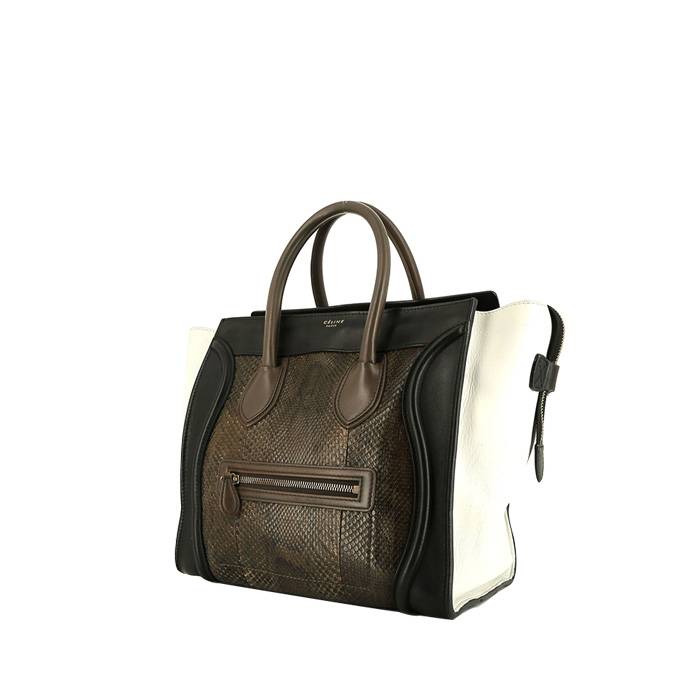Luggage Shoulder Bag In Black And White Leather And Brown