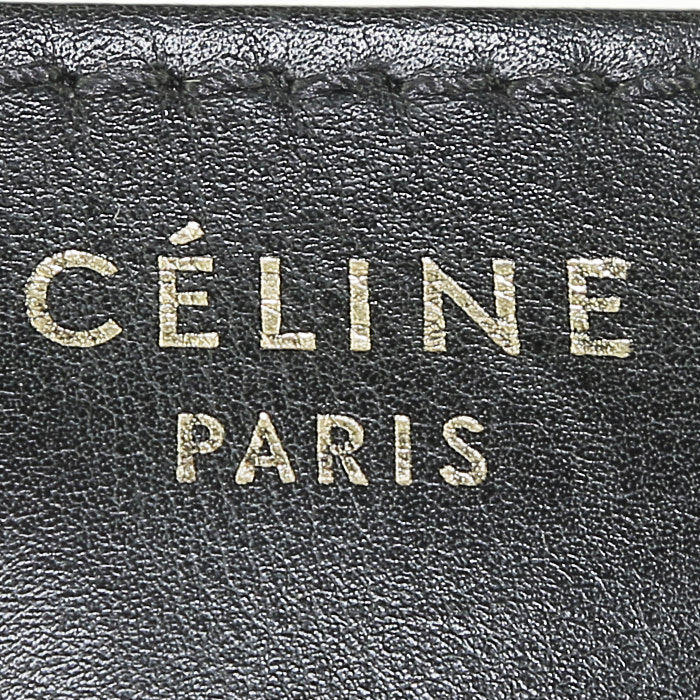 Celine  Luggage shoulder bag  in black and white leather  and brown python - Detail D3
