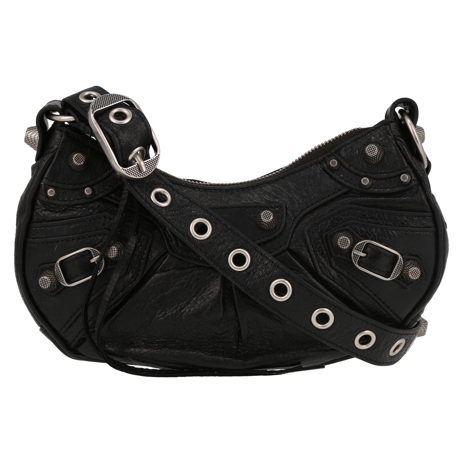 Balenciaga Cagole shoulder bag in black leather - Detail D2