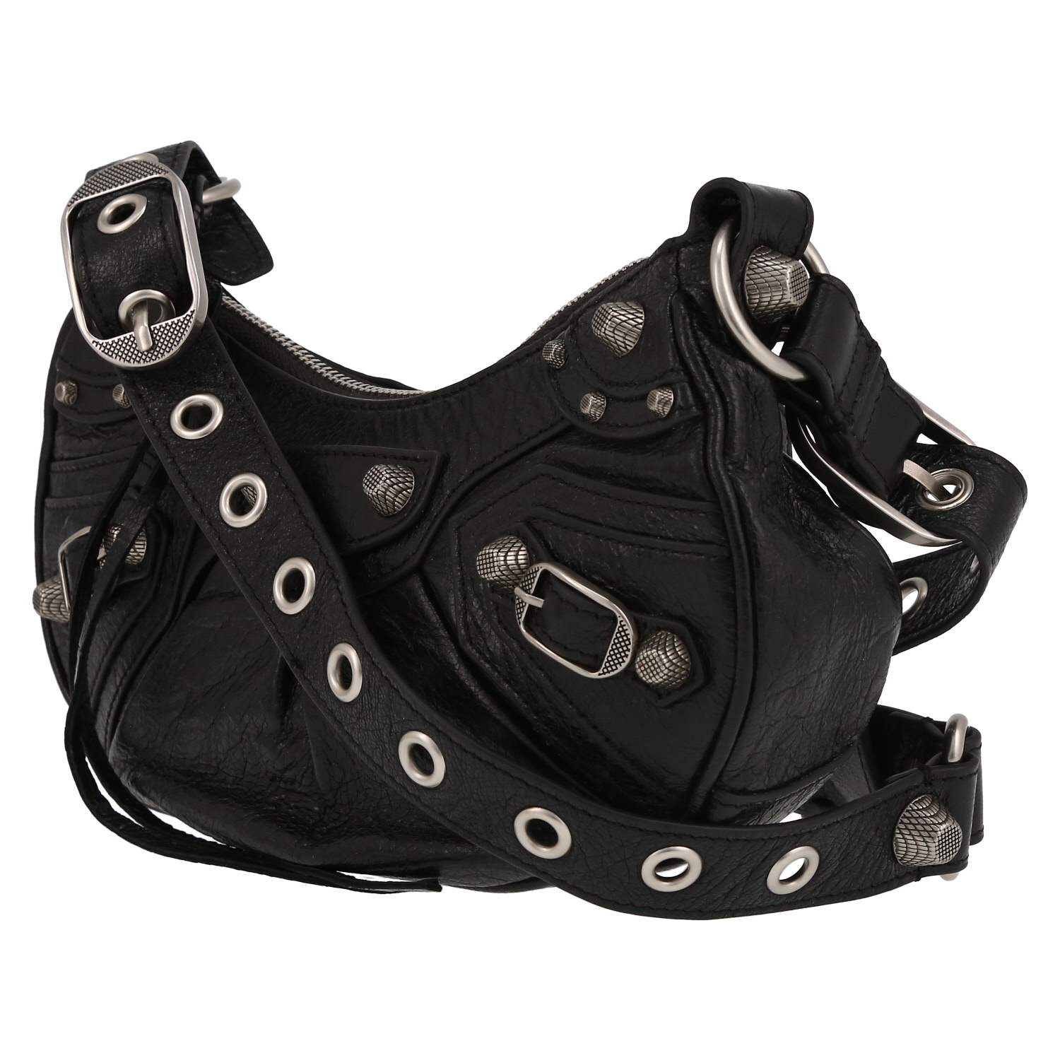 Balenciaga Cagole shoulder bag in black leather - Detail D3