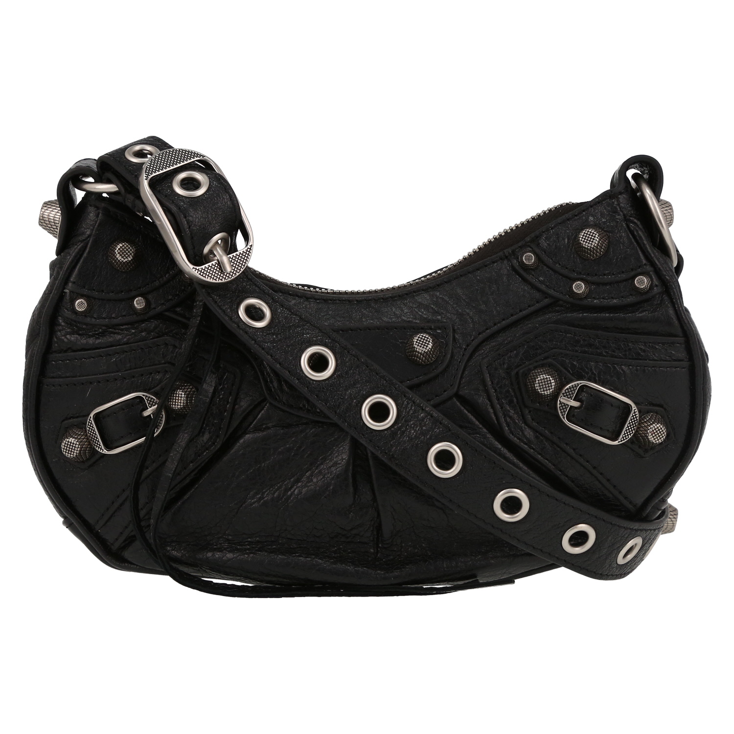 Balenciaga Cagole shoulder bag in black leather - Detail D4