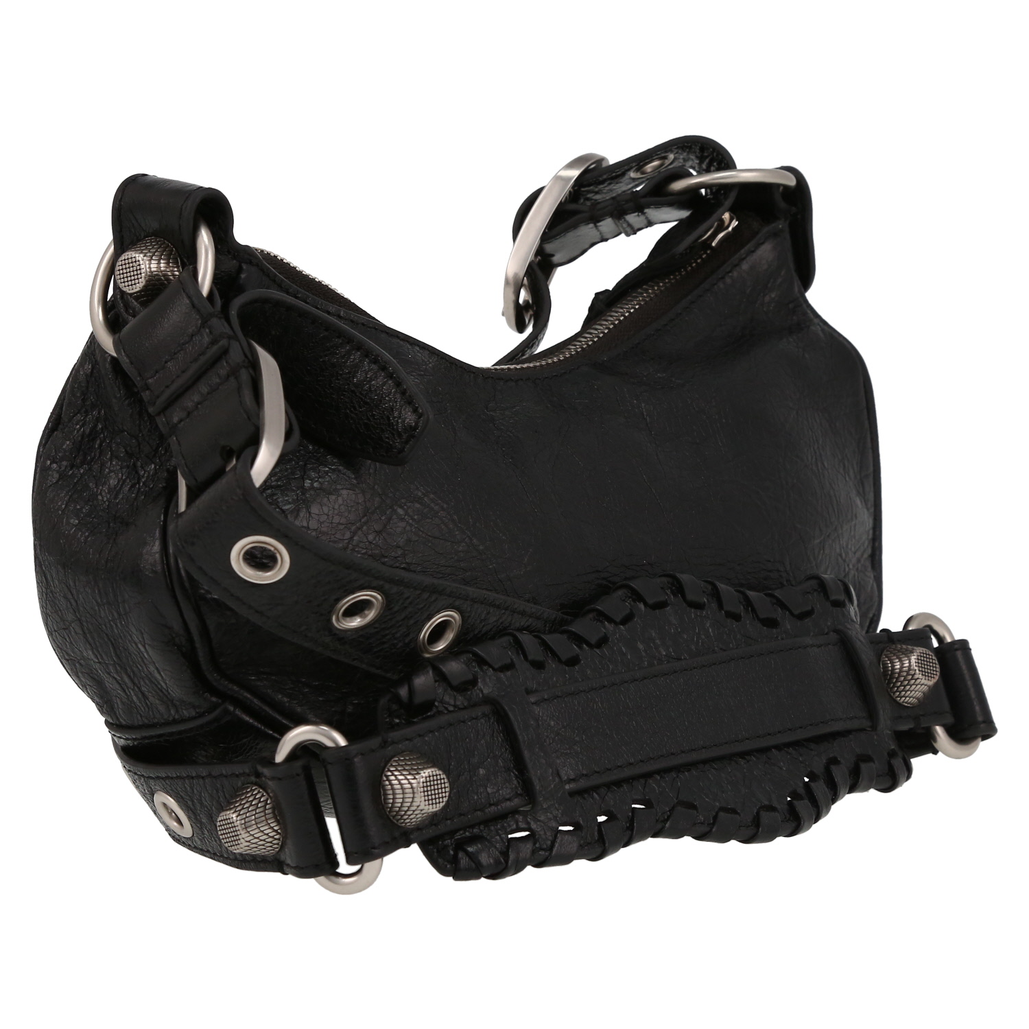 Balenciaga Cagole shoulder bag in black leather - Detail D6