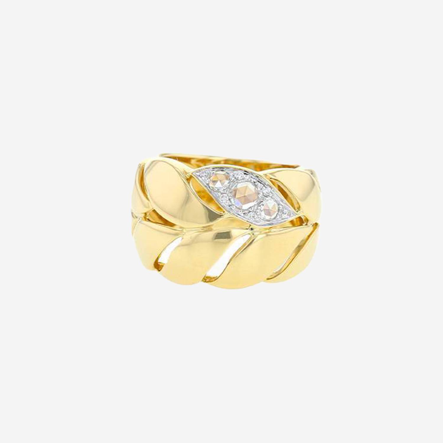 Sortija Vintage  de oro amarillo y diamantes