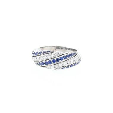 Bague Vintage  en or blanc, diamants et saphirs