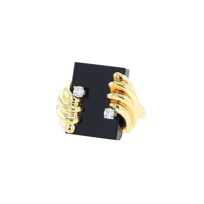 Cartier ring in yellow gold, onyx and diamonds