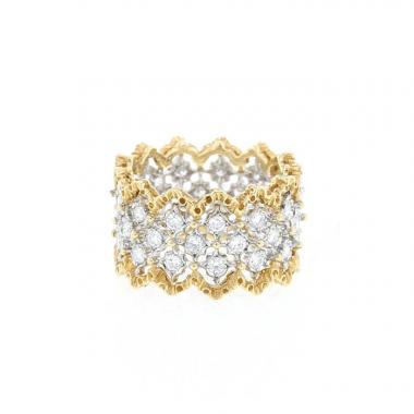 Sortija Buccellati Eternelle Rombi de oro amarillo, oro blanco y diamantes