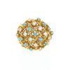 Vintage   1970's ring in yellow gold, turquoise and diamonds - 360 thumbnail
