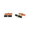 Fred  pair of cufflinks in yellow gold, onyx and coral - 00pp thumbnail