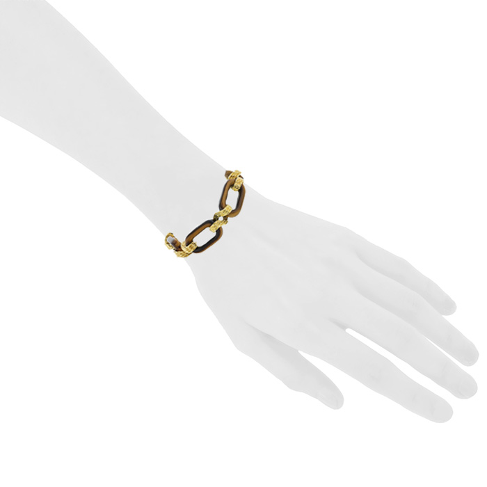 Bracelet années 70 Vintage en or jaune et quartz oeil de tigre - Detail D1