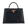 Hermès  Kelly 35 cm handbag  in blue box leather - 360 thumbnail