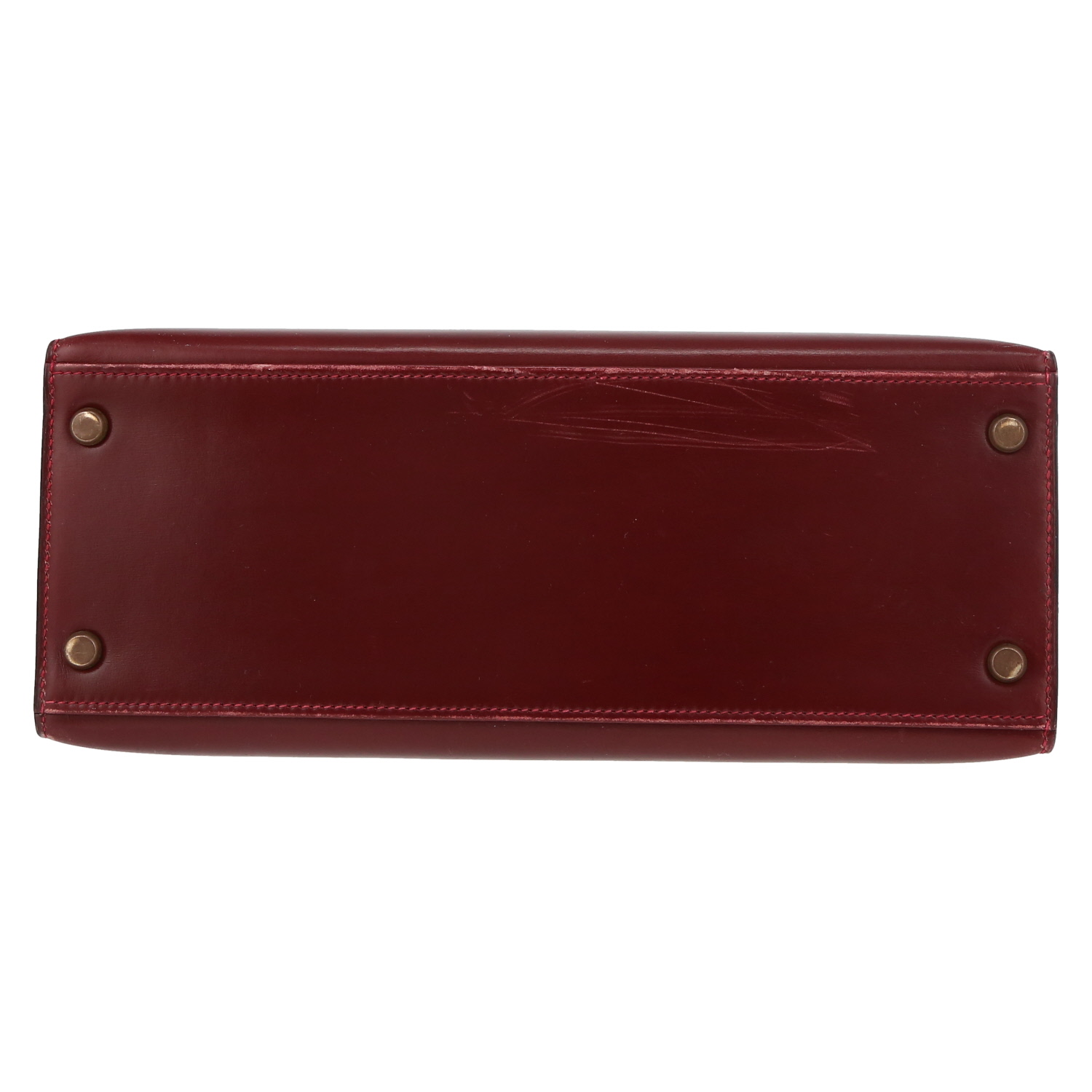 Borsa Hermès  Kelly 28 cm in pelle box rosso H - Detail D4