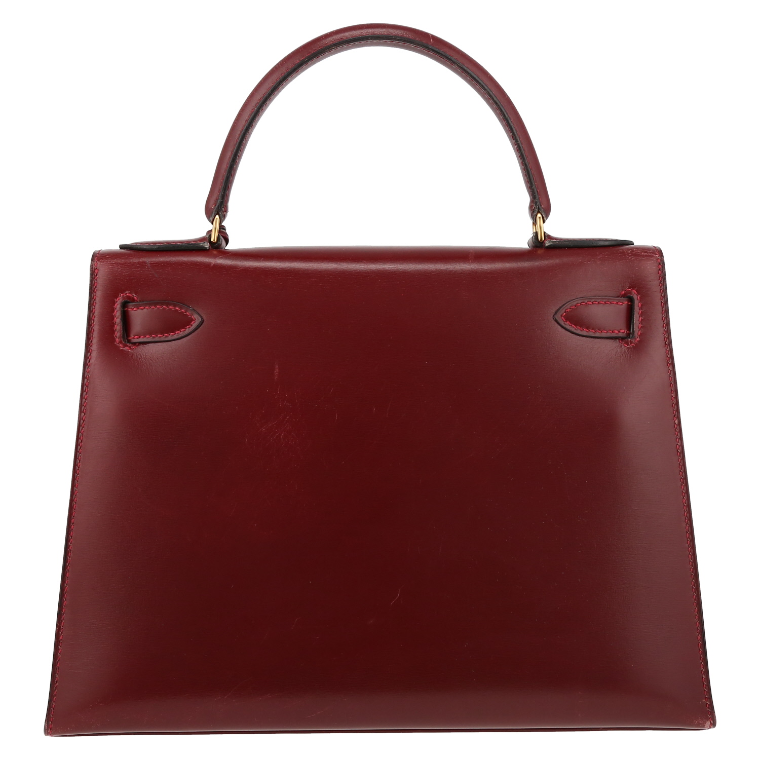 Hermès  Kelly 28 cm handbag  in red H box leather - Detail D7