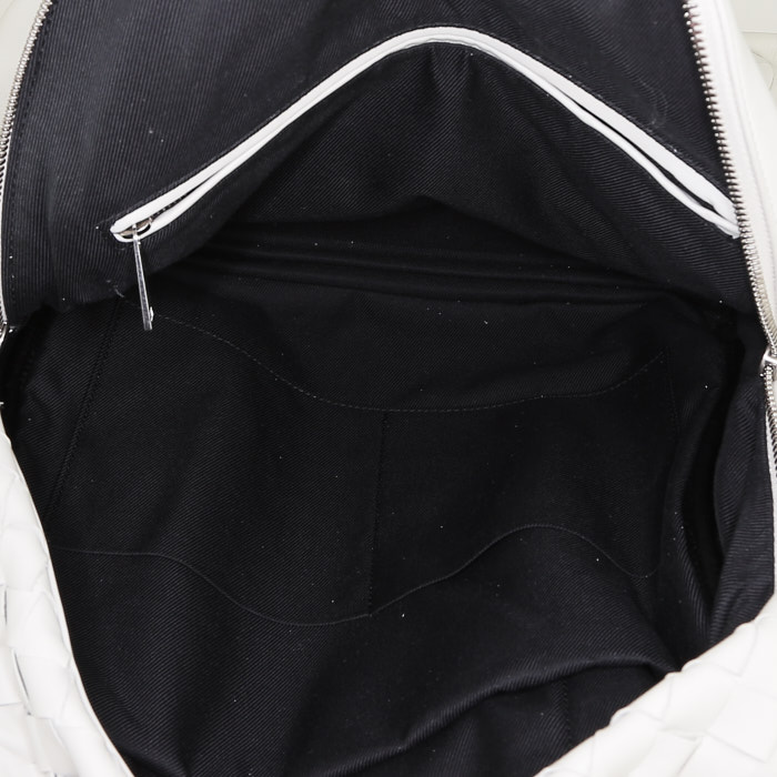 Bottega Veneta   backpack  in white intrecciato leather  and white leather - Detail D2