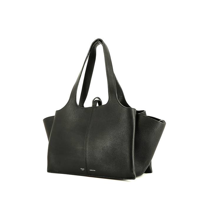 Tri-Fold Handbag In Black Leather
