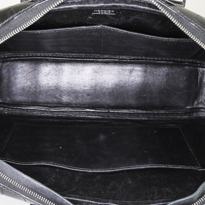 Bolso de mano Hermès  Plume Elan en cocodrilo niloticus negro - Detail D2