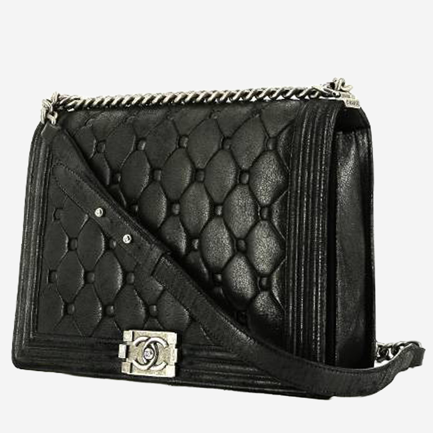 Chanel Boy large model shoulder bag in black quilted leather