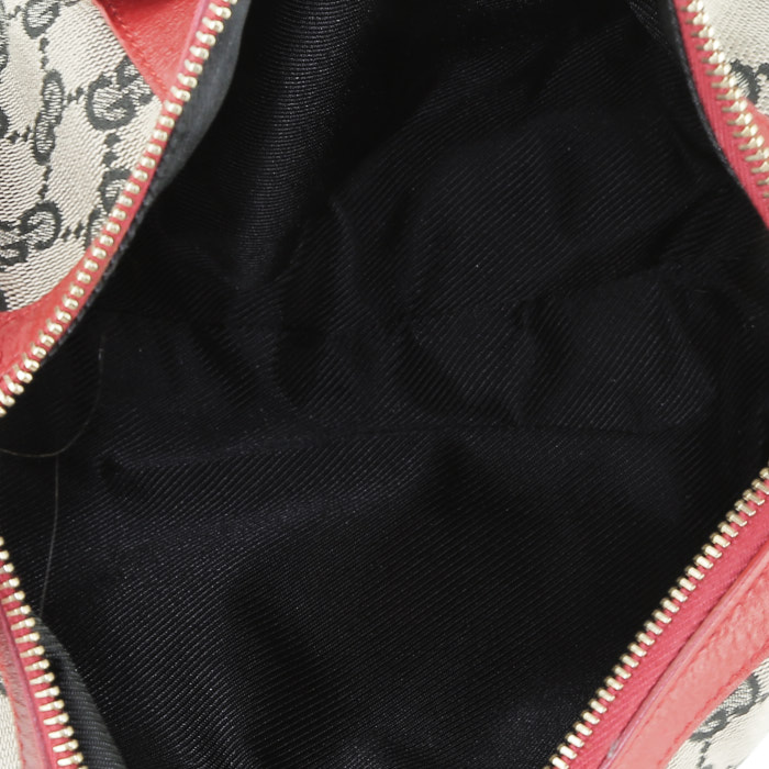 Bolso de mano Gucci  Boston en lona Monogram beige y cuero rojo - Detail D2