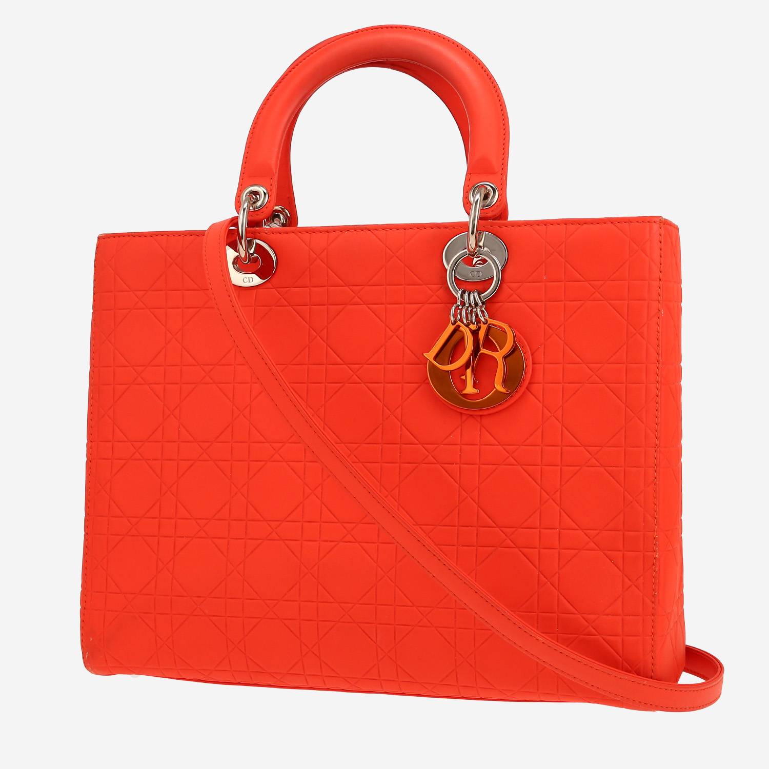 Dior  Lady Dior large model  handbag  in orange leather cannage