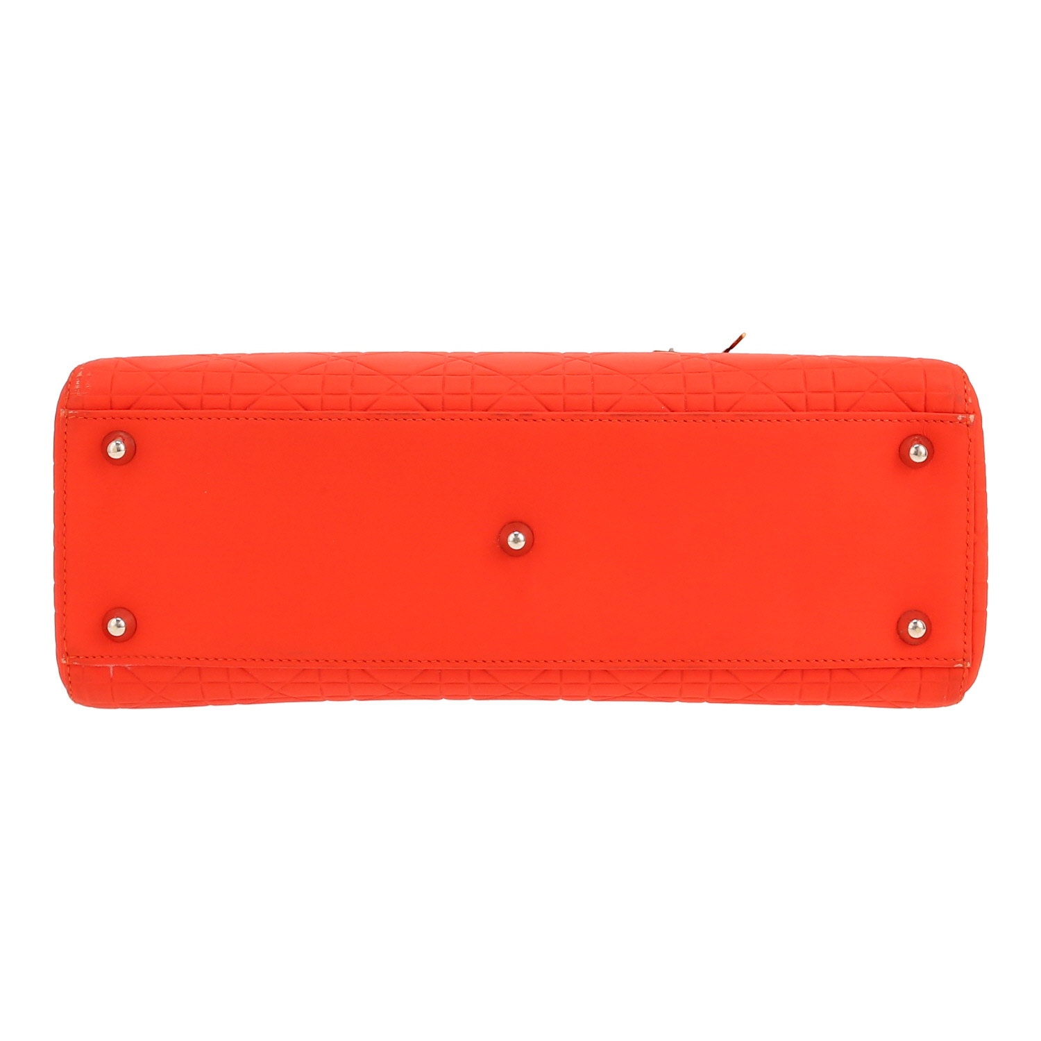 Bolso de mano Dior  Lady Dior modelo grande  en cuero cannage naranja - Detail D1