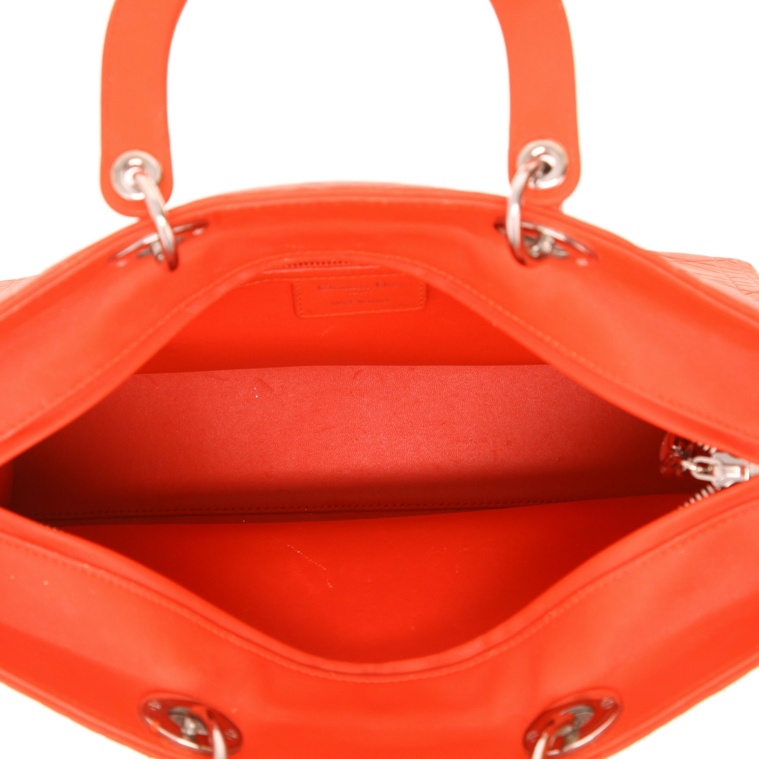 Borsa Dior  Lady Dior modello grande  in pelle cannage arancione - Detail D3