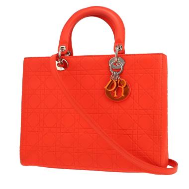 Borsa Dior  Lady Dior modello grande  in pelle cannage arancione