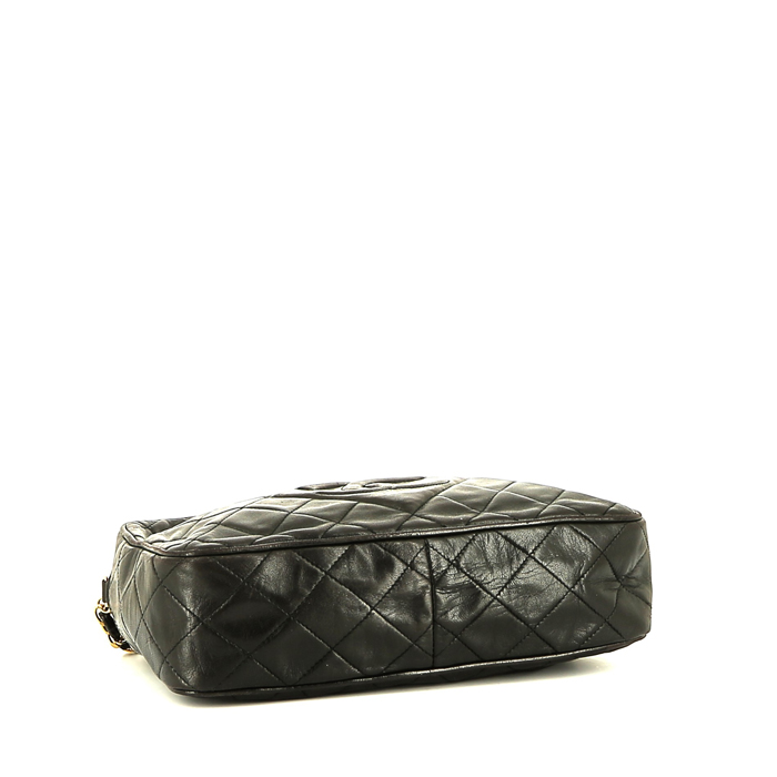 Chanel  Vintage shoulder bag  in black quilted leather - Detail D4