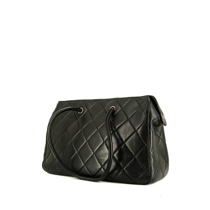 Chanel  Vintage shopping bag  in black quilted leather - 00pp