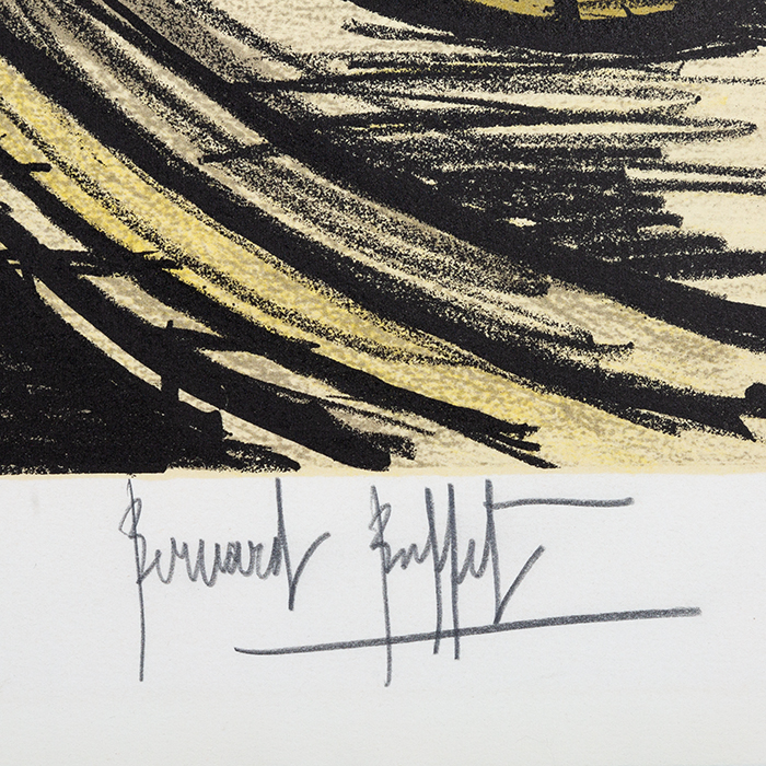 Bernard Buffet, "La Place de l'Ormeau", série Saint-Tropez, lithographie en couleurs sur papier, signée et annotée "EA", de 1979 - Detail D2