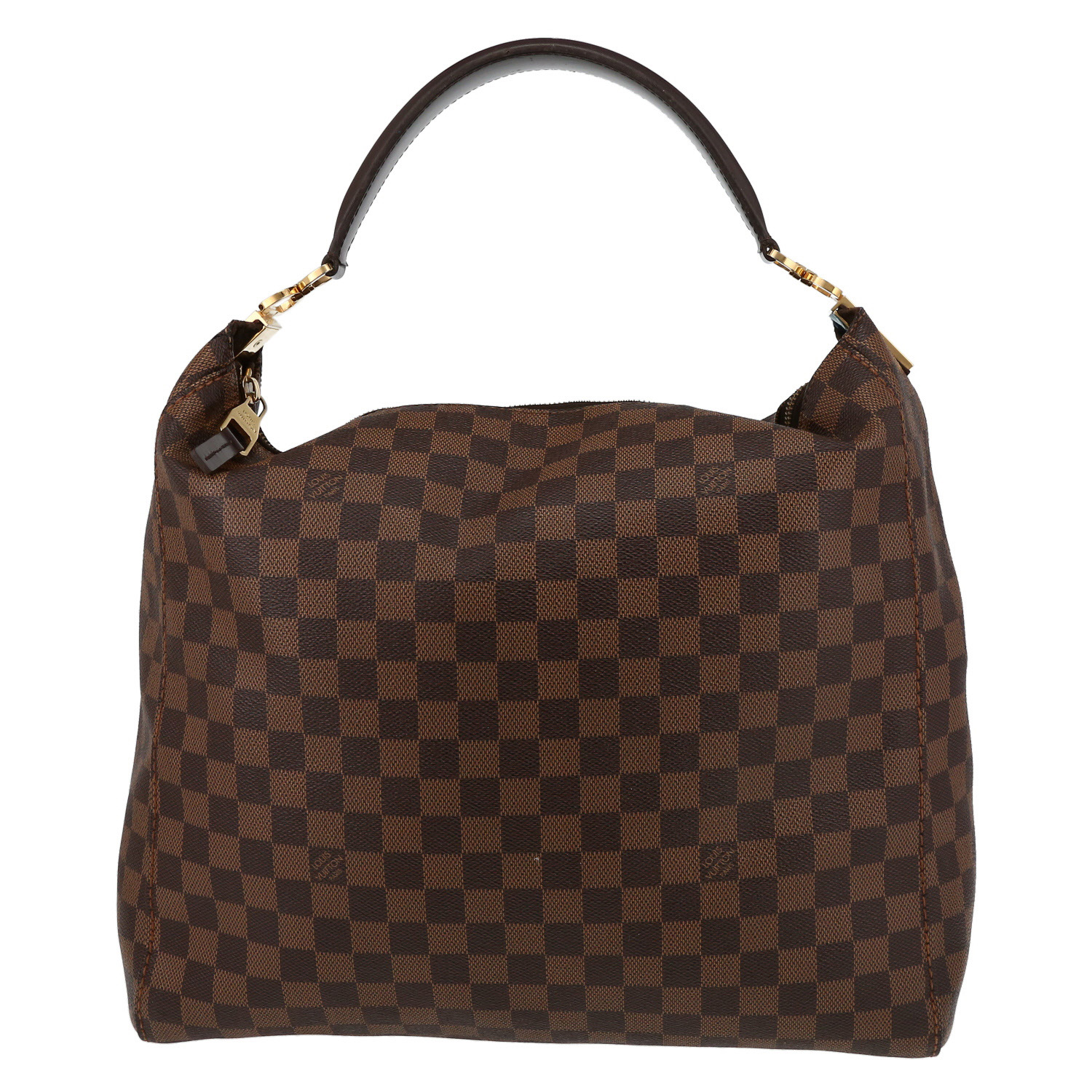 Sac à main Louis Vuitton  Portobello en toile damier ébène et cuir marron - Detail D2