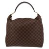 Bolso de mano Louis Vuitton  Portobello en lona a cuadros ébano y cuero marrón - Detail D2 thumbnail