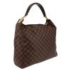 Bolso de mano Louis Vuitton  Portobello en lona a cuadros ébano y cuero marrón - Detail D6 thumbnail