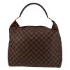 Bolso de mano Louis Vuitton  Portobello en lona a cuadros ébano y cuero marrón - Detail D7 thumbnail