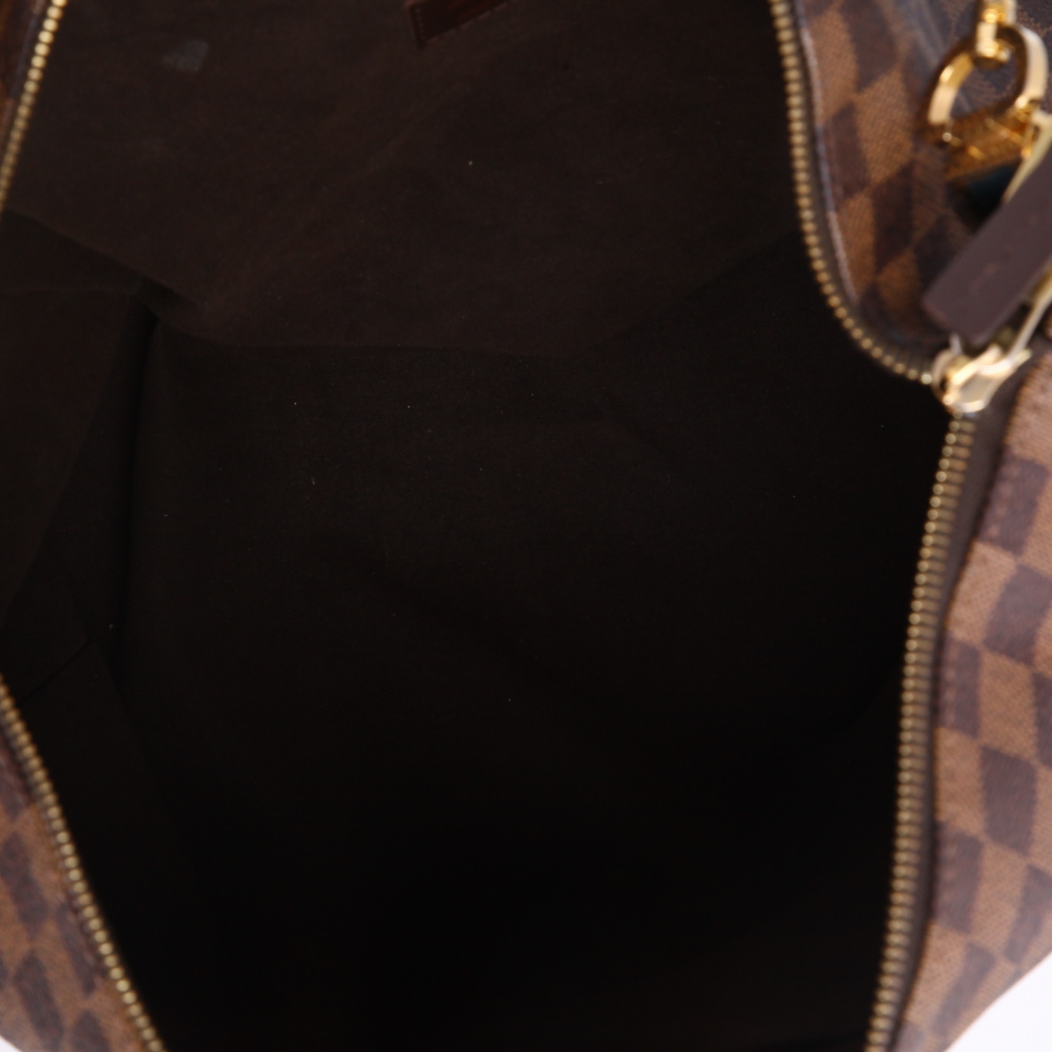 Sac à main Louis Vuitton  Portobello en toile damier ébène et cuir marron - Detail D8